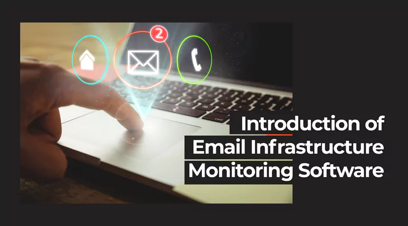 Illustration of email infrastructure monitoring software tools, including IP address management, mail server monitoring, and deliverability testing.